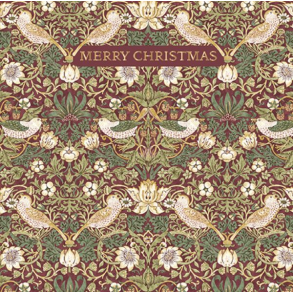 William Morris Dobbeltkort - Merry Christmas Strawberry Thief