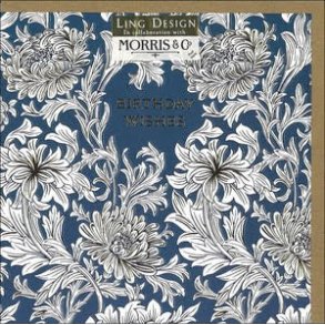 William Morris Dobbeltkort - Birthday Wishes Blue