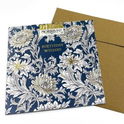 William Morris Dobbeltkort - Birthday Wishes Blue