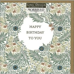William Morris Dobbeltkort - Happy Birthday To You Green