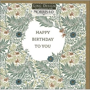 William Morris Dobbeltkort - Happy Birthday To You Green