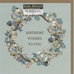 William Morris Dobbeltkort - Birthday Wishes To You Blue