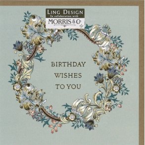 William Morris Dobbeltkort - Birthday Wishes To You Blue