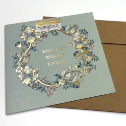 William Morris Dobbeltkort - Birthday Wishes To You Blue