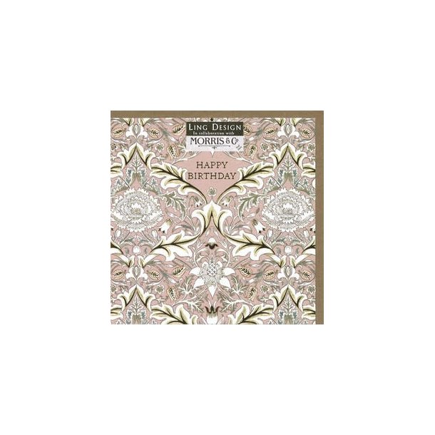 William Morris Dobbeltkort - Happy Birthday Pink