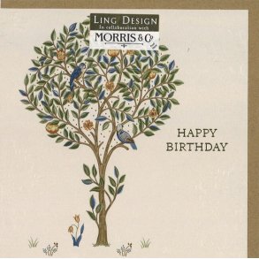 William Morris Dobbeltkort - Happy Birthday Tree